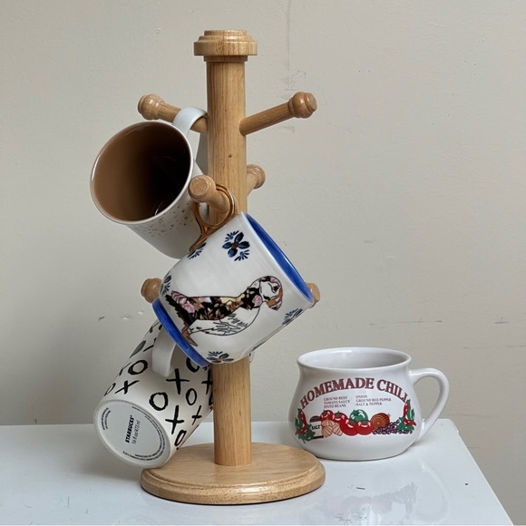 Wooden Mug Tree Holder Stand 6 Pegs - Picture 8 of 8